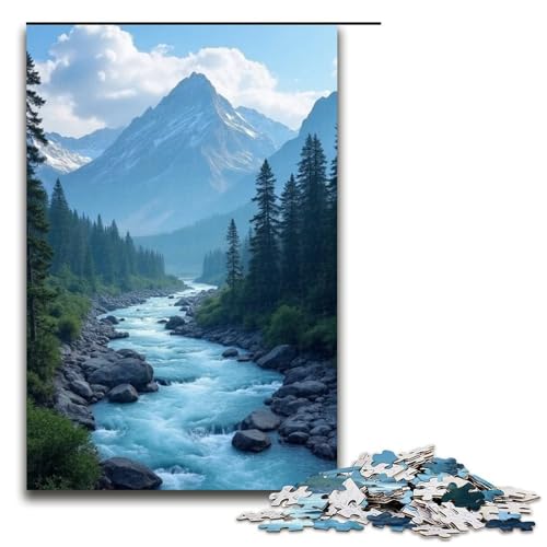 Puzzle Wunderschöne Flüsse und Berge 1000-teiliges Puzzle aus Holz für Erwachsene und Kinder ab 12 Jahren Familienspaß-Puzzle 1000 Teile (75 x 50 cm) von mowenbingpeng