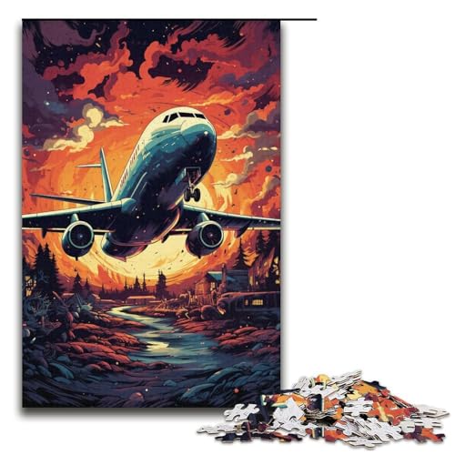 Puzzle buntes psychedelisches Flugzeug 1000 Teile Holzpuzzle für Erwachsene und Kinder ab 12 Jahren Familienspaß-Puzzle 1000 Teile (38 x 26 cm) von mowenbingpeng