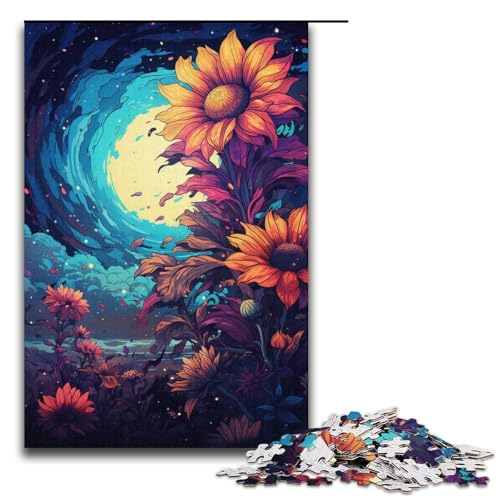 Puzzle farbenfrohe Bezaubernde Sonnenblumen 1000 Teile Holzpuzzle für Erwachsene und Kinder ab 12 Jahren Familienspaß-Puzzle 1000 Teile (38 x 26 cm) von mowenbingpeng