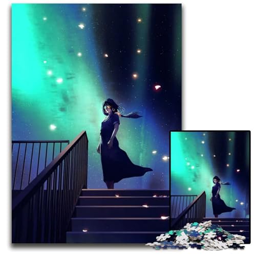 Puzzle für 1000 Teile „Frau wartet am Ende“ Puzzles für Erwachsene anspruchsvolles Denkspiel für Teenager Spaß für den Familienspieleabend 1000 Teile (38 x 26 cm) von mowenbingpeng