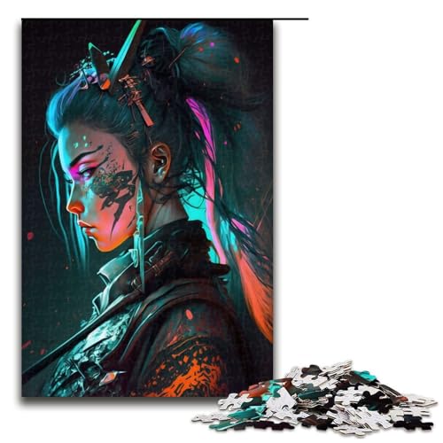 Puzzle für Erwachsene, 1000 Teile, Neon-Samurai-Puzzle, Spiele, Spielzeug, Geschenk, geeignet für die Schreibtischdekoration, 1000 Teile von mowenbingpeng