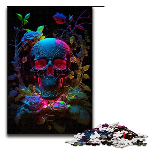 Puzzle für Erwachsene, 1000 Teile, Neon-Totenkopf, Puzzle, Spiele, Spielzeug, Geschenk, geeignet für die Schreibtischdekoration, 1000 Teile von mowenbingpeng