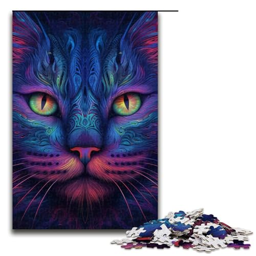 Puzzle für Erwachsene, 1000 Teile, geheimnisvolle Katze, Puzzle, Spiele, Spielzeug, Geschenk, geeignet für die Schreibtischdekoration, 1000 Teile von mowenbingpeng