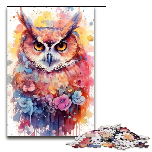 Puzzle für Erwachsene, Eule, Aquarell, 1000 Teile, Holzpuzzle für Erwachsene und Kinder ab 12 Jahren, Lernspielzeug, 1000 Teile Puzzle für Erwachsene, Eule, Aquarell, 1000 Teile, Holzpuzzle für Erwachsene und Kinder ab 12 Jahren, Lernspielzeug, 1000 Teile von mowenbingpeng
