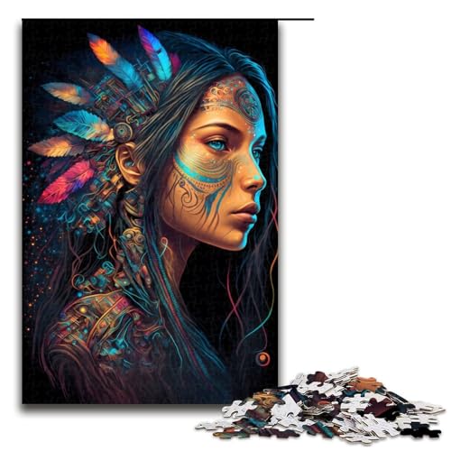 Puzzle für Erwachsene, Indianerprinzessin, 1000 Teile, Holzpuzzle für Kinder ab 12 Jahren, anspruchsvolles Spiel, 1000 Teile Puzzle für Erwachsene, Indianerprinzessin, 1000 Teile, Holzpuzzle für Kinder ab 12 Jahren, anspruchsvolles Spiel, 1000 Teile von mowenbingpeng