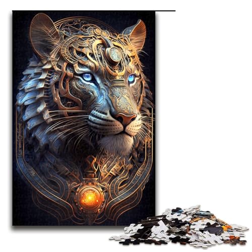 Puzzle für Erwachsene, Mystischer kosmischer Tiger, 1000-teiliges Holzpuzzle für Kinder ab 12 Jahren, Lernspielzeug, 1000 Teile von mowenbingpeng
