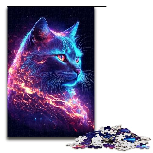 Puzzle für Erwachsene, Neonkatze, 1000 Teile, Holzpuzzle für Kinder ab 12 Jahren, anspruchsvolles Spiel, 1000 Teile Puzzle für Erwachsene, Neonkatze, 1000 Teile, Holzpuzzle für Kinder ab 12 Jahren, anspruchsvolles Spiel, 1000 Teile von mowenbingpeng