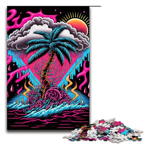 Puzzle für Erwachsene, Neonlandschaft (), 1000 Teile, Holzpuzzle für Erwachsene und Kinder ab 12 Jahren, Lernspielzeug, 1000 Teile von mowenbingpeng