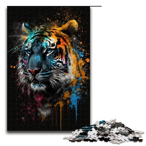 Puzzle für Erwachsene, Paintsplash Tiger, 1000 Teile, Holzpuzzle für Erwachsene und Kinder ab 12 Jahren, Lernspielzeug, 1000 Teile Puzzle für Erwachsene, Paintsplash Tiger, 1000 Teile, Holzpuzzle für Erwachsene und Kinder ab 12 Jahren, Lernspielzeug, 1000 Teile von mowenbingpeng