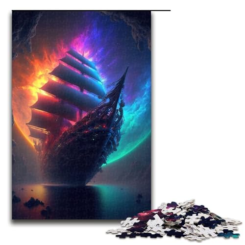 Puzzle für Erwachsene, Piratenschiff im Weltraum, 1000-teiliges Holzpuzzle für Kinder ab 12 Jahren, Lernspielzeug, 1000 Teile Puzzle für Erwachsene, Piratenschiff im Weltraum, 1000-teiliges Holzpuzzle für Kinder ab 12 Jahren, Lernspielzeug, 1000 Teile von mowenbingpeng