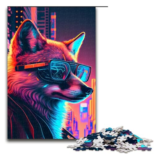 Puzzle für Erwachsene, Punk Fox, 1000 Teile, Holzpuzzle für Erwachsene und Kinder ab 12 Jahren, 1000 Teile Puzzle für Erwachsene, Punk Fox, 1000 Teile, Holzpuzzle für Erwachsene und Kinder ab 12 Jahren, 1000 Teile von mowenbingpeng
