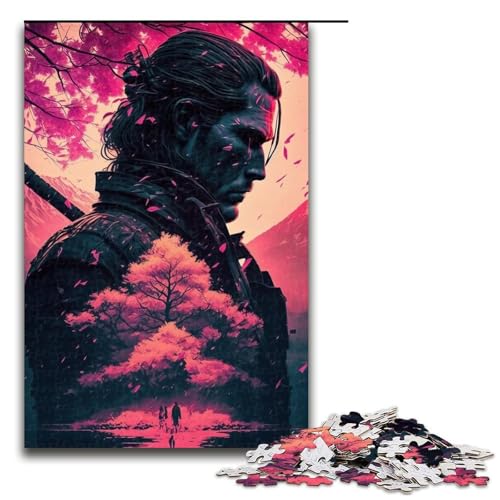 Puzzle für Erwachsene, Sakura-Kriegerin, 1000-teiliges Holzpuzzle für Kinder ab 12 Jahren, Lernspielzeug, 1000 Teile von mowenbingpeng