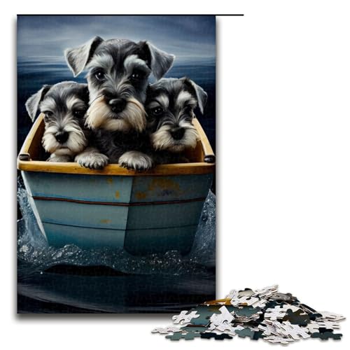Puzzle für Erwachsene, Schnauzerwelpen, Bootsfahrt, 1000 Teile, Holzpuzzle für Erwachsene und Kinder ab 12 Jahren, 1000 Teile Puzzle für Erwachsene, Schnauzerwelpen, Bootsfahrt, 1000 Teile, Holzpuzzle für Erwachsene und Kinder ab 12 Jahren, 1000 Teile von mowenbingpeng
