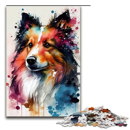 Puzzle für Erwachsene, Shetland Sheepdog, 1000-teiliges Holzpuzzle für Kinder ab 12 Jahren, Lernspielzeug, 1000 Teile von mowenbingpeng