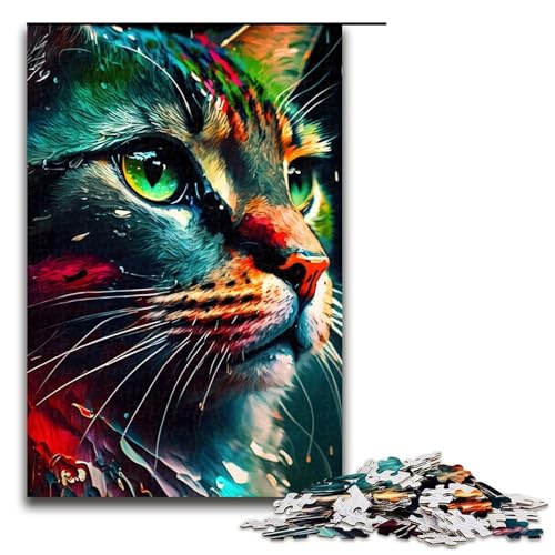 Puzzle für Erwachsene, lebhaft gefärbtes Katzengesicht, 1000 Teile, Holzpuzzle für Erwachsene und Kinder ab 12 Jahren, Lernspielzeug, 1000 Teile Puzzle für Erwachsene, lebhaft gefärbtes Katzengesicht, 1000 Teile, Holzpuzzle für Erwachsene und Kinder ab 12 Jahren, Lernspielzeug, 1000 Teile von mowenbingpeng