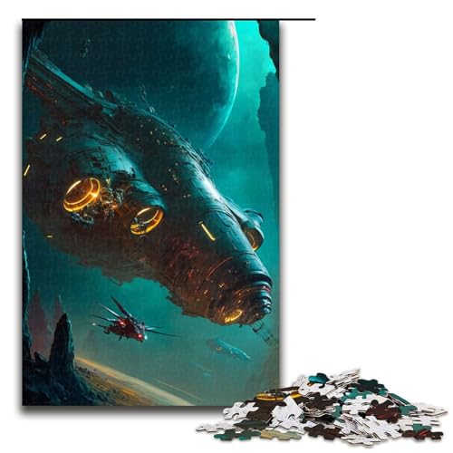 Puzzle für Erwachsene, postapokalyptisches Raumschiff, 1000-teiliges Holzpuzzle für Kinder ab 12 Jahren, Heimdekoration, 1000 Teile Puzzle für Erwachsene, postapokalyptisches Raumschiff, 1000-teiliges Holzpuzzle für Kinder ab 12 Jahren, Heimdekoration, 1000 Teile von mowenbingpeng