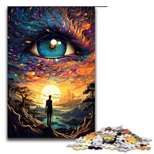 Puzzle für Erwachsene „Augen des psychedelischen Himmels“ 1000-teiliges Holzpuzzle für Kinder ab 12 Jahren Lernspielzeug 1000 Teile (75 x 50 cm) von mowenbingpeng