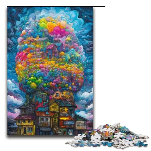 Puzzle für Erwachsene „Bunte Stadt“ im Top-Puzzle mit 1000 Teilen Papierpuzzle für Erwachsene und Kinder ab 12 Jahren Lernspielzeug 1000 Teile (38 x 26 cm) von mowenbingpeng