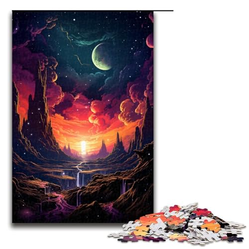 Puzzle für Erwachsene „Buntes Psychedelisches Weltuntergangspuzzle“ mit 1000 Teilen Holzpuzzle für Erwachsene und Kinder ab 12 Jahren 1000 Teile (75 x 50 cm) von mowenbingpeng