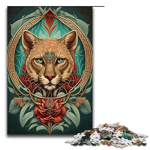 Puzzle für Erwachsene „Cougar Mysticism“ 1000 Teile Papierpuzzle für Erwachsene und Kinder ab 12 Jahren Lernspielzeug 1000 Teile (38 x 26 cm) von mowenbingpeng