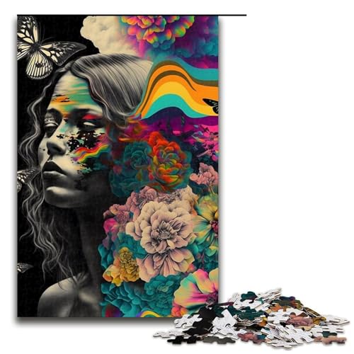 Puzzle für Erwachsene 1000 Teile, Rose, schönes Mädchen, Puzzlespiele, Spielzeug, Geschenk, geeignet für die Schreibtischdekoration, 1000 Teile von mowenbingpeng