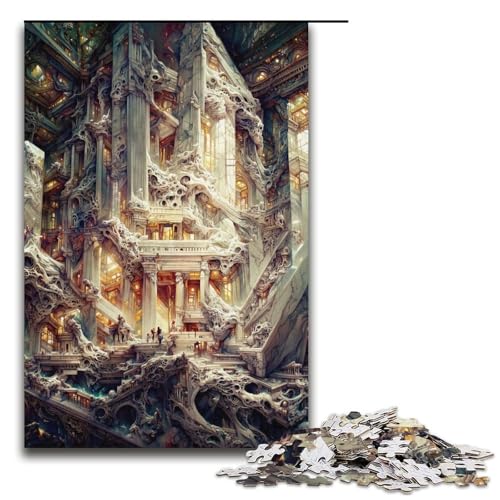 Puzzle für Erwachsene 1000 Teile „Cursed Marble Hall“ Papierpuzzle für Erwachsene Familienspiele Weihnachts- und Geburtstagsgeschenke 1000 Teile (38 x 26 cm) von mowenbingpeng