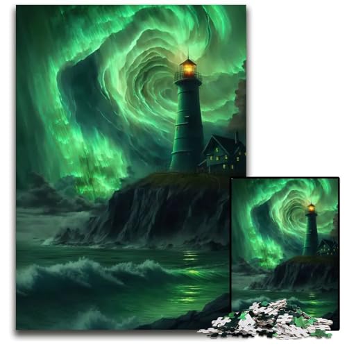 Puzzle für Erwachsene 1000 Teile „Leuchtfeuer in der Aurora“ unmögliche Puzzles für Erwachsene und Teenager Spieleabend mit der Familie anspruchsvolle Geschenkidee 1000 Teile (38 x 26 cm) von mowenbingpeng