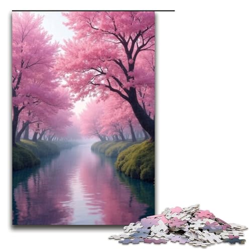 Puzzle für Erwachsene 1000 Teile Aprikosenblüten-Damm-Puzzle Holzpuzzle Lernspiel Herausforderungsspielzeug 1000 Teile (75 x 50 cm) von mowenbingpeng