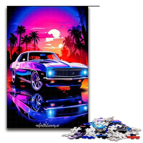 Puzzle für Erwachsene 1000 Teile Aquarell Sportwagenmuster zum Zusammenbauen hilft dem Gehirn süchtig machendes Spielzeug zur Förderung der Geduld 1000 Teile (75 x 50 cm) von mowenbingpeng