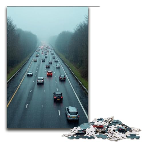 Puzzle für Erwachsene 1000 Teile Autos auf der Autobahn Holzpuzzle für Kinder Lernspiel 1000 Teile (75 x 50 cm) von mowenbingpeng