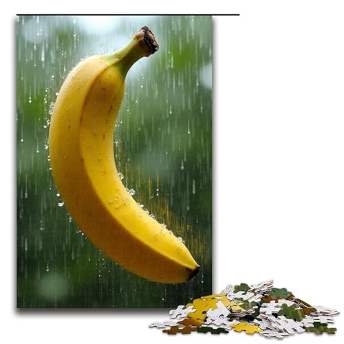 Puzzle für Erwachsene 1000 Teile Bananenfenster Regen unmögliches Puzzle Familienspiel Stressabbau schwierige Herausforderung 1000 Teile (75 x 50 cm) von mowenbingpeng
