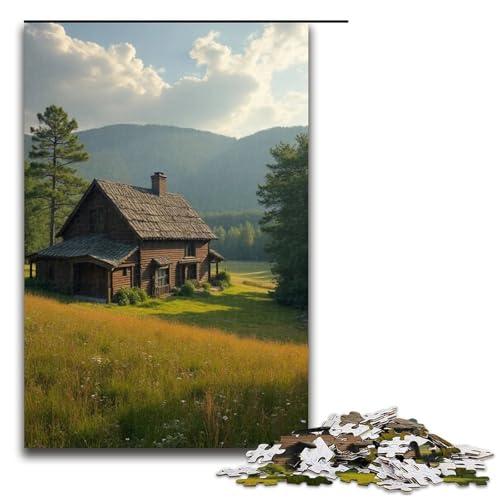 Puzzle für Erwachsene 1000 Teile Bauernhaus in der Ferne Holzpuzzle für Kinder Lernspiel 1000 Teile (75 x 50 cm) von mowenbingpeng