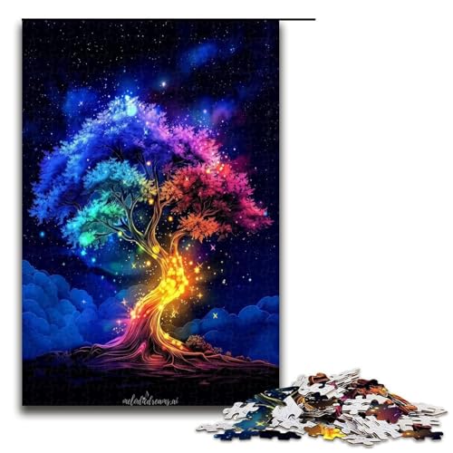 Puzzle für Erwachsene 1000 Teile Baum des Lebens Holzpuzzle Lernspiel Herausforderungsspielzeug 1000 Teile (75 x 50 cm) von mowenbingpeng