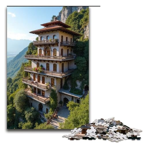 Puzzle für Erwachsene 1000 Teile Bergpavillon-Puzzle Holzpuzzle Lernspiel Herausforderungsspielzeug 1000 Teile (75 x 50 cm) von mowenbingpeng