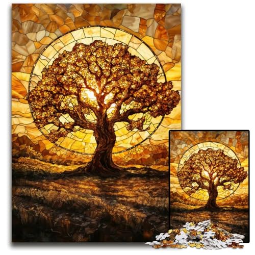 Puzzle für Erwachsene 1000 Teile Bernsteinbaum Buntglas Unmögliches Puzzle für Erwachsene für Teenager Familienspieleabend Gehirnfordernde Geschenkidee 1000 Teile (75 x 50 cm) von mowenbingpeng