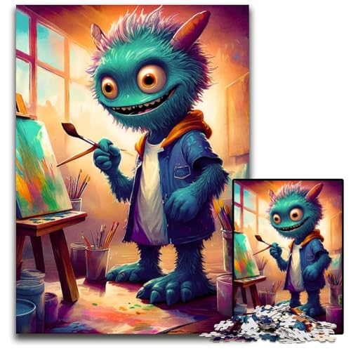 Puzzle für Erwachsene 1000 Teile Blaues Monster Künstlerpuzzle für Erwachsene Lernspielzeug für Jugendliche HeimbüroDekoration 1000 Teile (75 x 50 cm) von mowenbingpeng