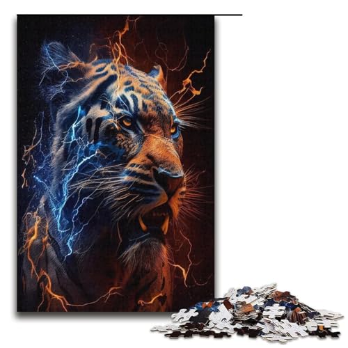 Puzzle für Erwachsene 1000 Teile Blitz Elementar Tiger Puzzle Spiele Spielzeug Geschenk geeignet für die Schreibtischdekoration 1000 Teile (38 x 26 cm) von mowenbingpeng