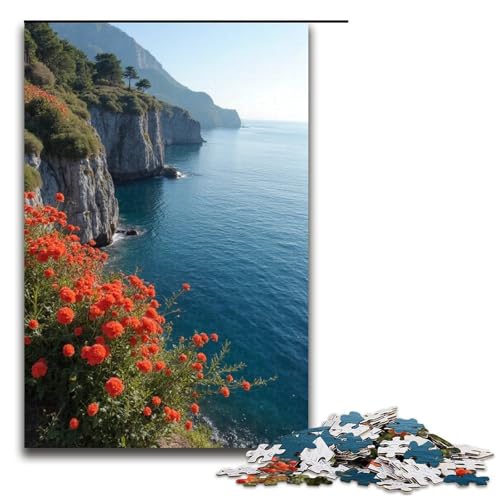 Puzzle für Erwachsene 1000 Teile Blumen auf der Klippe Puzzle Lernspiele für Zuhause DIY-Spielzeug tolles Geschenk für Spiele 1000 Teile (75 x 50 cm) von mowenbingpeng