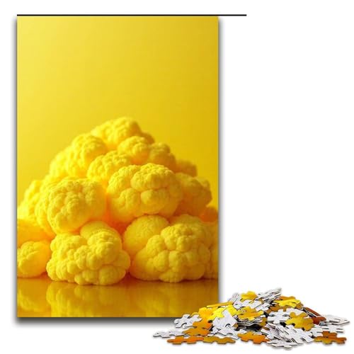 Puzzle für Erwachsene 1000 Teile Blumenkohl-Gelb-Familie Holzpuzzle Lernspiel Herausforderungsspielzeug 1000 Teile (75 x 50 cm) von mowenbingpeng