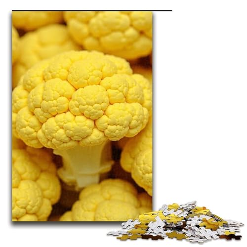 Puzzle für Erwachsene 1000 Teile Blumenkohlgelb Holzpuzzle für Kinder Lernspiel 1000 Teile (75 x 50 cm) von mowenbingpeng