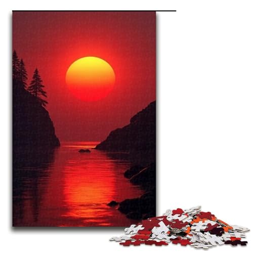 Puzzle für Erwachsene 1000 Teile Blut der untergehenden Sonne Holzpuzzle für Kinder Lernspiel 1000 Teile (75 x 50 cm) von mowenbingpeng