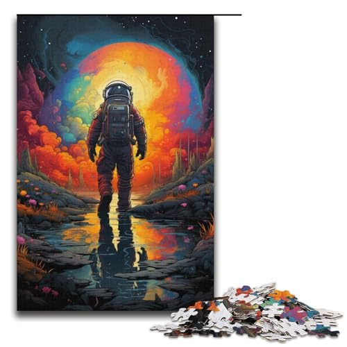 Puzzle für Erwachsene 1000 Teile Bunte Astronautenfamilie Holzpuzzle Lernspiel Herausforderungsspielzeug 1000 Teile (38 x 26 cm) von mowenbingpeng