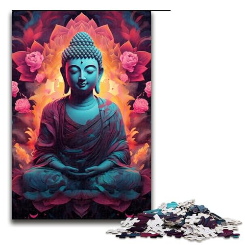 Puzzle für Erwachsene 1000 Teile Bunte Buddha-Statue Holzpuzzle Lernspiel Herausforderungsspielzeug 1000 Teile (75 x 50 cm) von mowenbingpeng