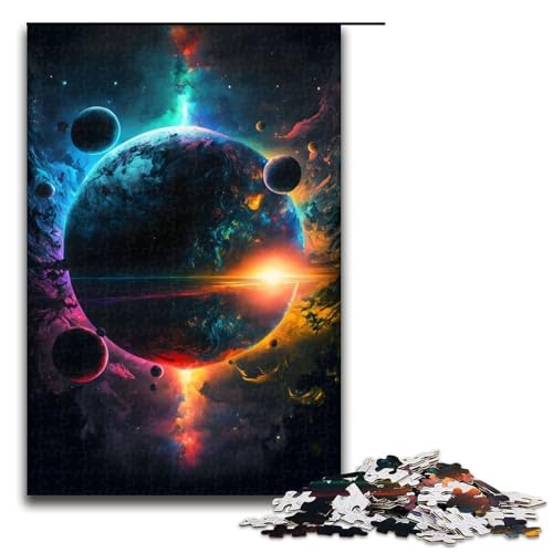 Puzzle für Erwachsene 1000 Teile Bunte Galaxie Holzpuzzle 1000 Teile (75 x 50 cm) von mowenbingpeng