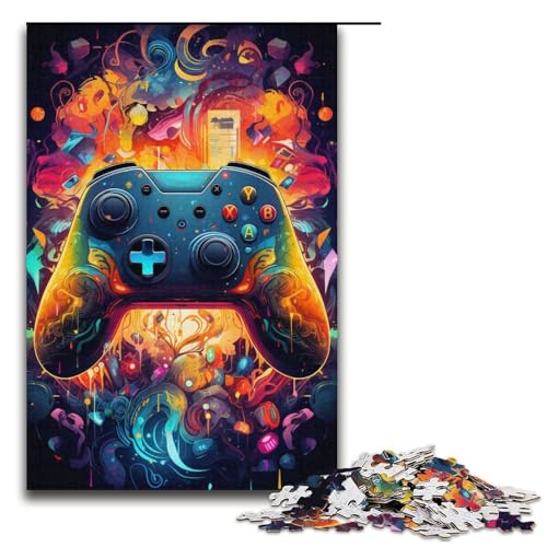 Puzzle für Erwachsene 1000 Teile Bunte Psychedelia mit Neongriffen Holzpuzzle für Kinder Lernspiel 1000 Teile (38 x 26 cm) von mowenbingpeng