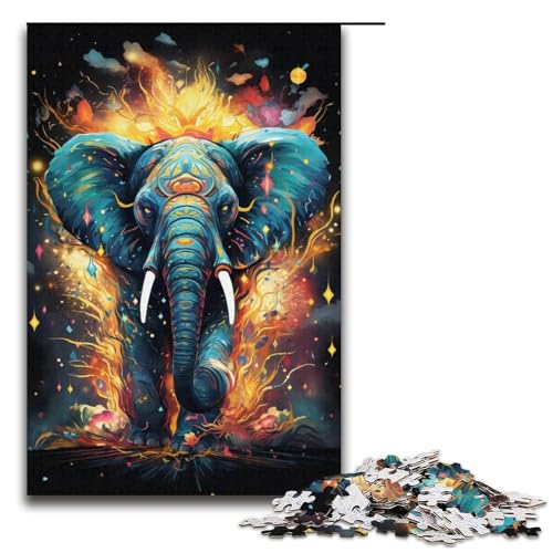 Puzzle für Erwachsene 1000 Teile Bunte Psychedelia von Sterntier-Elefanten-Puzzle für Erwachsene Holzpuzzle Familienspiele Weihnachtsgeburtstagsgeschenke 1000 Teile (38 x 26 cm) von mowenbingpeng