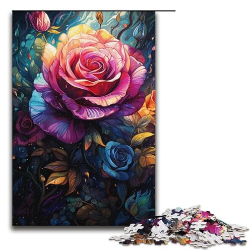 Puzzle für Erwachsene 1000 Teile Bunte Rosen Geburtstagsgeschenk für Teenager ab 14 Jahren 1000 Teile (38 x 26 cm) von mowenbingpeng