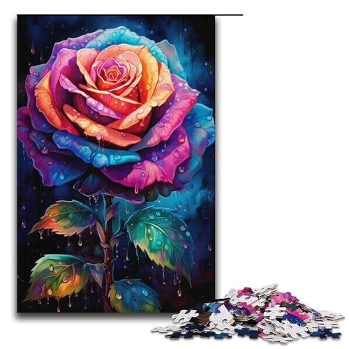 Puzzle für Erwachsene 1000 Teile Bunte Rosen Puzzlespiele Spielzeug Geschenk geeignet für die Schreibtischdekoration 1000 Teile (38 x 26 cm) von mowenbingpeng