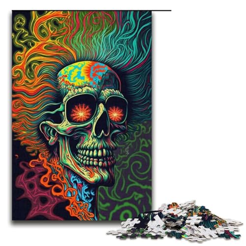 Puzzle für Erwachsene 1000 Teile Bunte Skelette Heimdekoration Puzzle-Spielzeug Geschenk für die ganze Familie 1000 Teile (38 x 26 cm) von mowenbingpeng