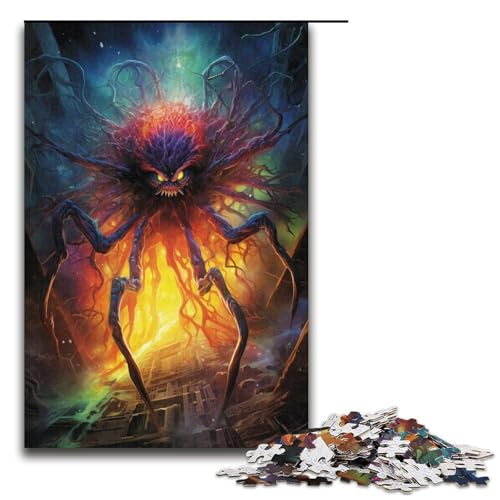 Puzzle für Erwachsene 1000 Teile Bunte Spinnenfamilie Holzpuzzle Lernspiel Herausforderungsspielzeug 1000 Teile (38 x 26 cm) von mowenbingpeng